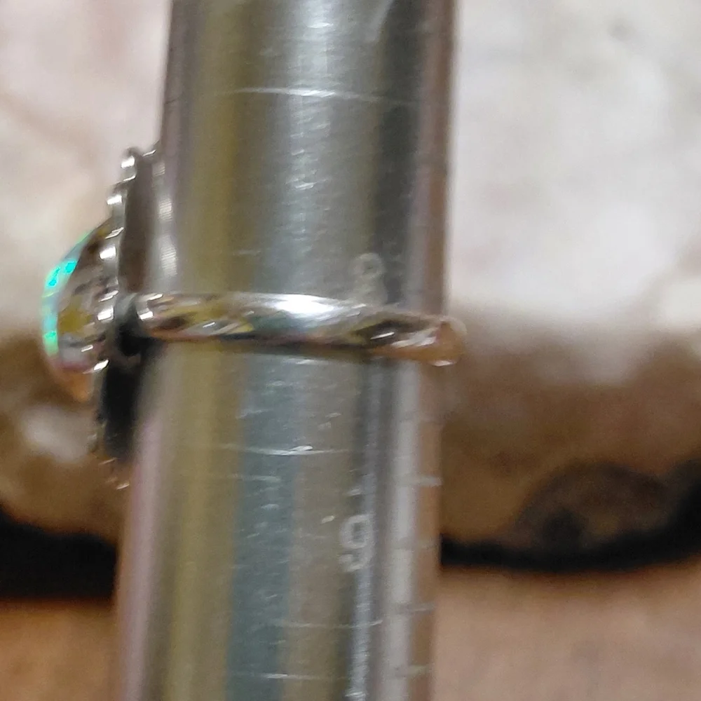 Vintage Style Ethiopian Opal Silver Ring Size 8.25